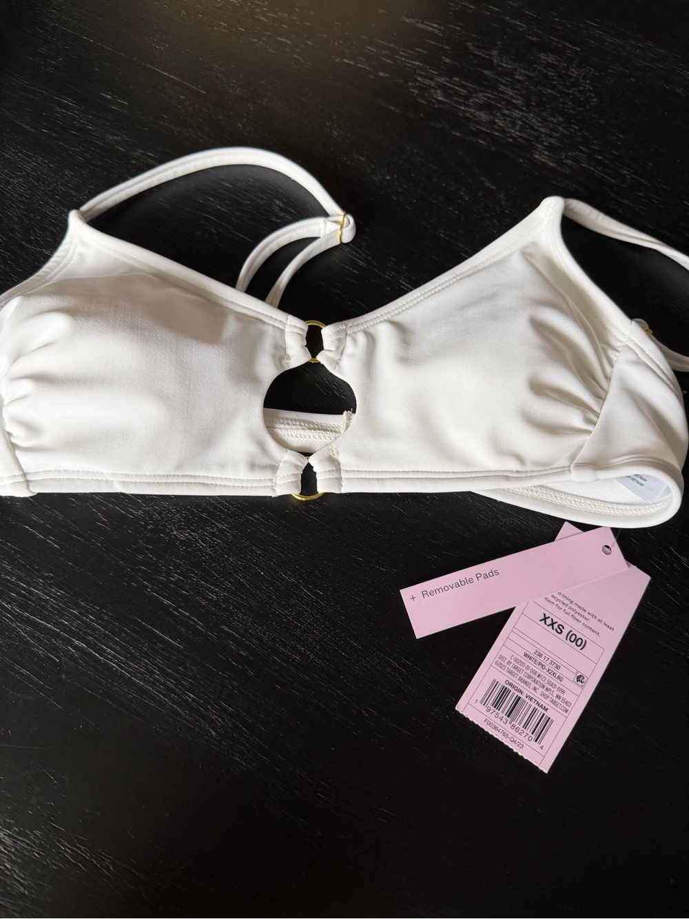 wild fable White Cutout Bikini Top with Gold Rings